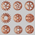 Industrial wind technology gear pinion mechanical metal gear hardware mechanical parts industrial pendant 3d model