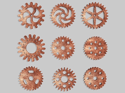 Industrial wind technology gear pinion mechanical metal gear hardware mechanical parts industrial pendant 3d model