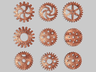 Industrial wind technology gear pinion mechanical metal gear hardware mechanical parts industrial pendant 3d model