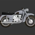 Vintage Silver Motorcycle With Black Seat Spoked Wheels And Chrome Details