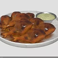 Golden Brown Roasted Chicken Drumsticks With creamy Dip Sauce On Platter