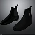 Black Leather Chelsea Boots With Elastic Side Panels And Pull Tab Design 3d model