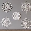 White Decorative Ceiling Medallions With Intricate Patterns And Various Designs For Ceiling Decoration 3d model
