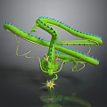 Fantasy Green Dragon Game Character With Long Body Blue Accents And Yellow Sparkles