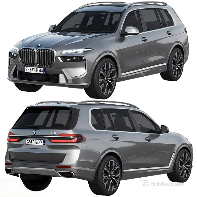 BMW SUV Silver Exterior Front And Rear View With License Plate 297 HPL 3d model 