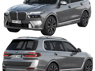 BMW SUV Silver Exterior Front And Rear View With License Plate 297 HPL 3d model