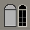 Two Different Designed Windows With Black And White Frames Patterned And Clear Glass Panes