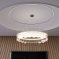 Modern Ceiling Design With Circular Shape Transparent Chandelier And LED Light Strip 3d model