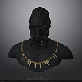 Decorative Tribal Style Necklace With Golden Spiked Pendants On Black Bust