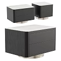 Modern Nightstand With Dark Wooden Texture And Metal Base Drawers