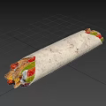 Soft Tortilla Wrap With Fresh Vegetables And Grilled Meat Strips