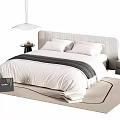 Modern Double Bed With Upholstered Headboard White Bedding Gray Throw Bedside Tables And Pendant Light 3d model