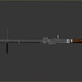 Military Machine Gun With Tripod Stand Ammunition Belt And Wooden Stock