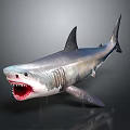 Gray Shark With Open Mouth Sharp Teeth And Dorsal Fin 3d model