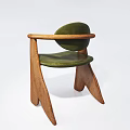 Modern Mid Century Accent Chair With Wooden Legs And Green Velvet Upholstered Seat