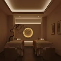 Relaxing Beauty Salon Treatment Room With Massage Beds Soft Lighting And Warm Tones