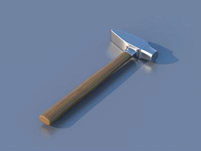 Essential Hardware Tools Hammer With Wooden Handle And Metal Head For Daily Use 3d model