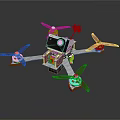Aerospace Exploration Quadcopter Drone With Red Propellers And Sensing Equipment For Cosmic Missions