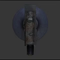 Pair of Gray Mechanical Weapons with Display Base and Detailed Industrial Design