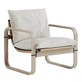 Light Colored Modern Accent Chair With Wooden Frame And Soft Upholstered Cushion