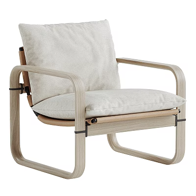 Light Colored Modern Accent Chair With Wooden Frame And Soft Upholstered Cushion 3d model