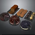 Delicious Assorted Desserts With Chocolate Cake Bread Cookies And Blueberry Pastry