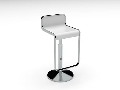 Sleek Modern Bar Stool With White Leather Seat And Chrome Metal Frame Design 3d model