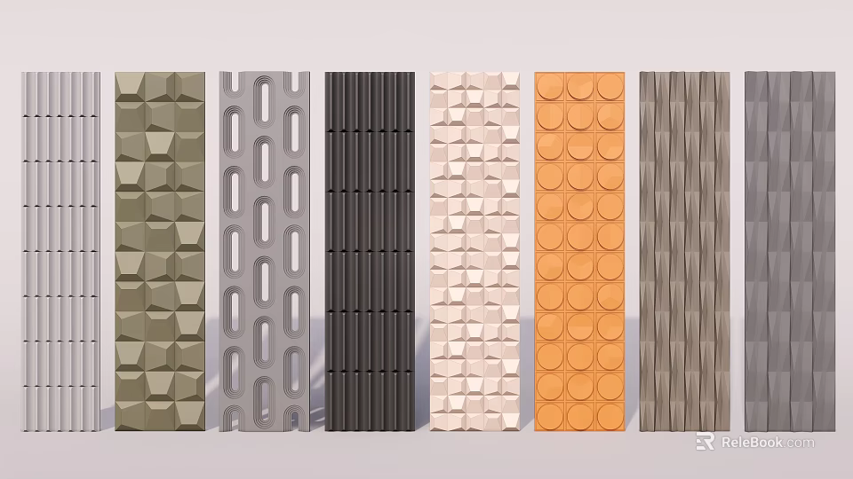 Various Textured Background Wall Designs With Different Colors And Patterns 3d model