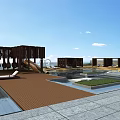 Modern Hotel Building Terrace With Swimming Pool Woven Spherical Decorations And Water Reflection