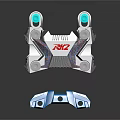 Silver And Blue Metal Mechanical Components With Red Logo And Bolted Structure 3d model