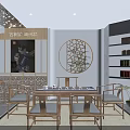 Chinese Style Specialty Store With Display Counters Shelves Products Traditional Decorations Wooden Tables And Chairs