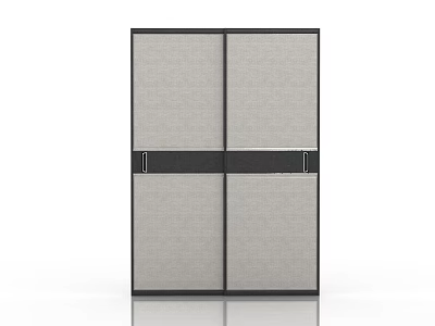 Modern Double Panel Sliding Door With Black Frame And Gray Panels 3d model