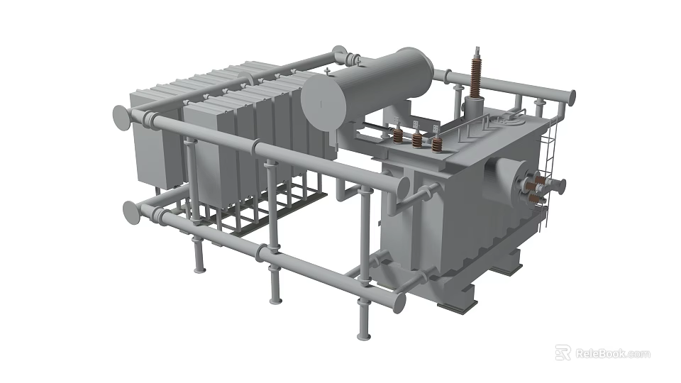 Industrial Equipment With Metal Pipes Tanks Support Frames And Structural Components Design 3d model 