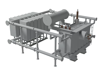 Industrial Equipment With Metal Pipes Tanks Support Frames And Structural Components Design 3d model