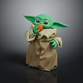 Green Alien Character In Brown Robe Holding Orange Fruit From Popular Sci Fi Series