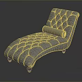 Elegant Gray Leather Chaise Lounge With Tufted Buttons And Curved Design