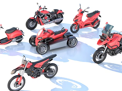 Red Motorcycles Showcasing Different Styles 3d model Red Motorcycles Showcasing Different Styles 3d model