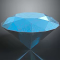 Shiny Blue Diamond With Faceted Design And Reflective Surface On Dark Background