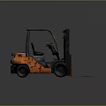 Old Rusty Forklift With Orange Blue Color Paint On Gray Background