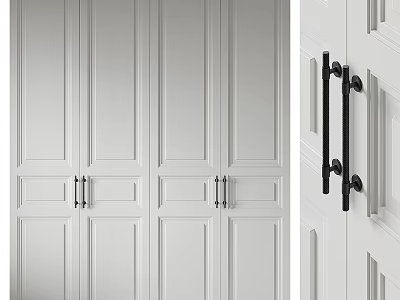 Elegant White Modern Dresser with Black Handles and Paneled Cabinet Doors 3d model