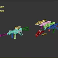 Diverse Modern Tactical Weapons with Multiple Colors and Scope Attachments 3d model