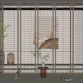 New Chinese-style partition screen partition 3d model