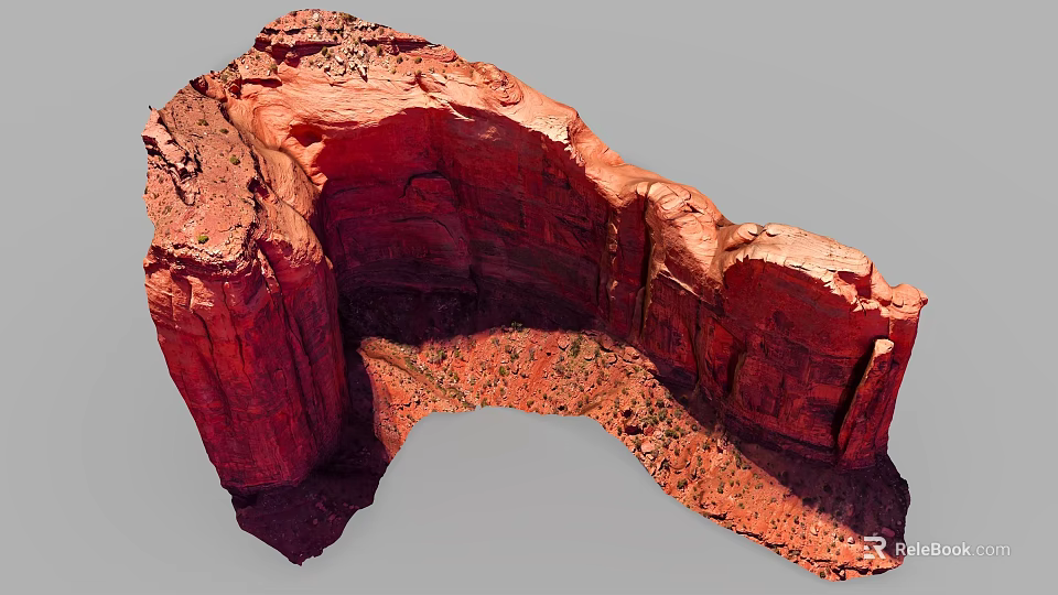 Micro Terrain Red Rock Canyon With Natural Rock Layers And Eroded Formation 3d model 