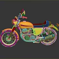 Classic Vintage Yellow Motorcycle With Black Seat And Metallic Stylish Design