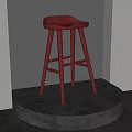 Stylish Red Bar Stool With Modern Wooden Legs In Indoor Setting