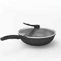 Stylish Black Frying Pan With Transparent Lid And Ergonomic Handle