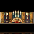 Traditional Chinese Photo Check-in Spot With Decorative Screen Carved Pillars And Fan Lanterns