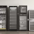 Different Kitchen Appliances With Glass Door Storage In Black And White Styles