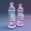 Vibrant Dual Gacha Amusement Machines With Transparent Cylinders Colorful Balls And Wheels