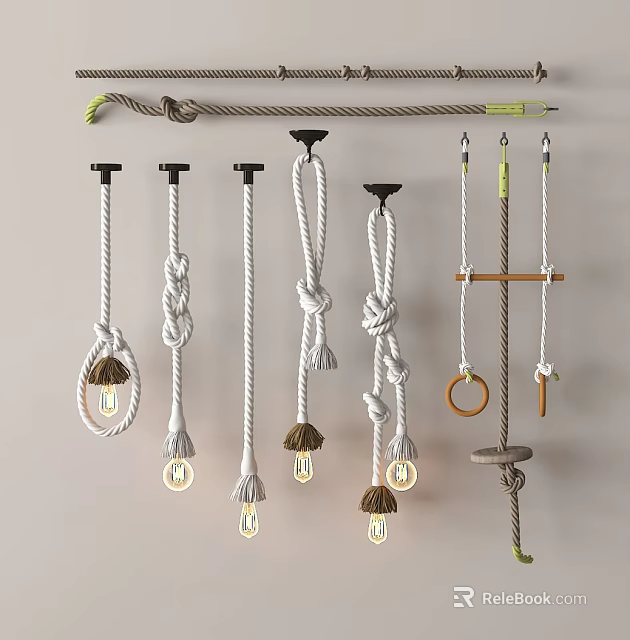 Unique Rope Decorative Hanging Lights And Wall Mounted Decor Items 3d model